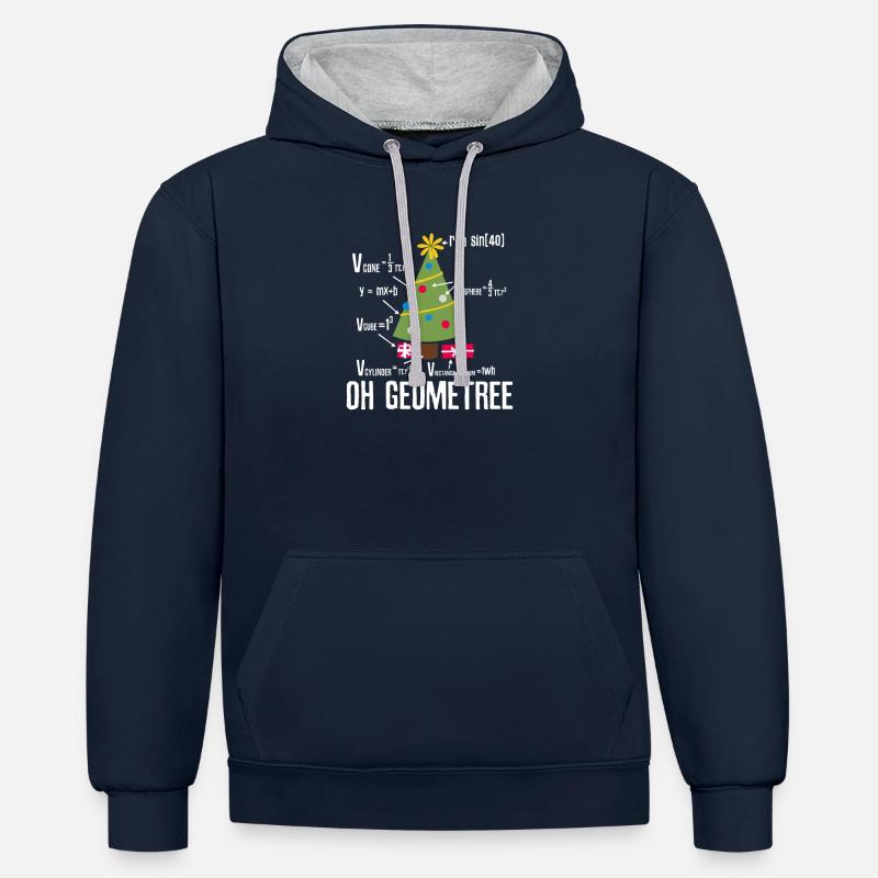 Noël Math GeomeTree - Sweat à capuche contrasté - bleu marine/gris chiné