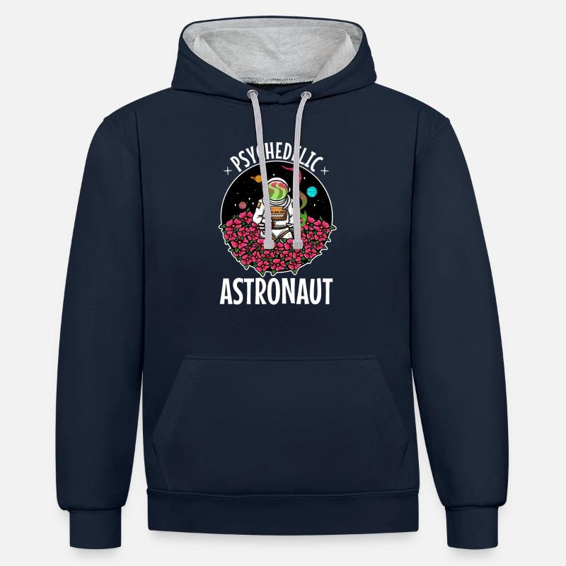 Astronaute psychédélique - Sweat à capuche contrasté - bleu marine/gris chiné