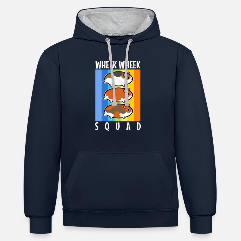 Escouade Wheek - Sweat à capuche contrasté - bleu marine/gris chiné