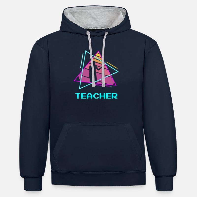 Professeur Rétro Enseignant Enseignement - Sweat à capuche contrasté - bleu marine/gris chiné
