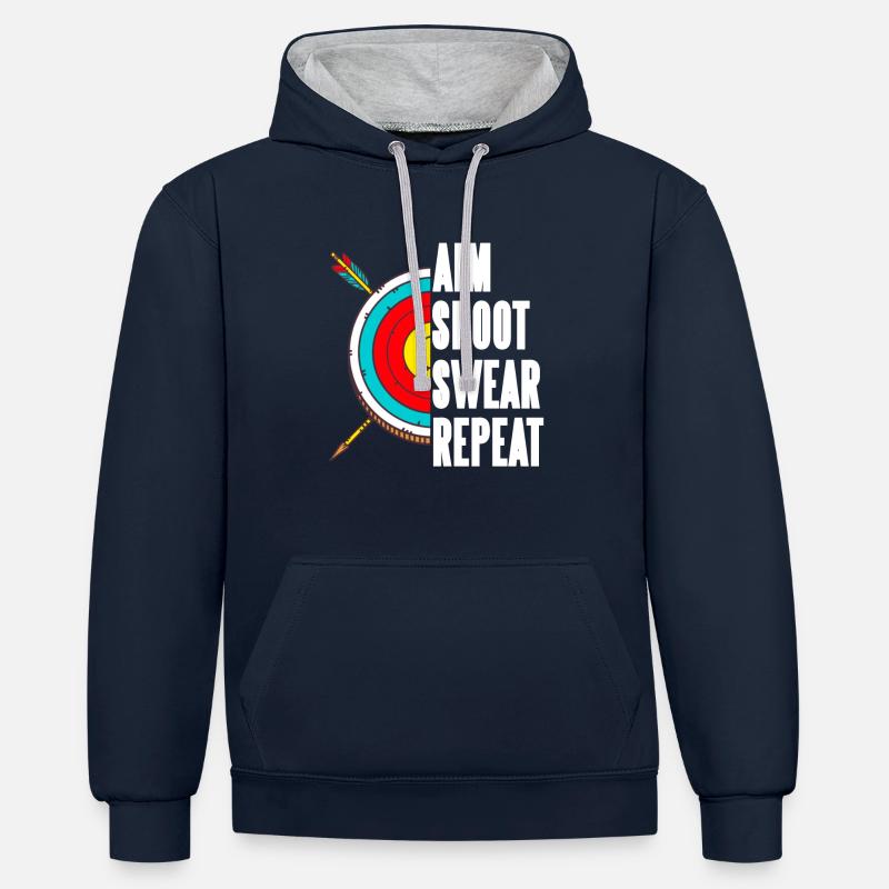 Viser Tir Jurer Répéter - Sweat à capuche contrasté - bleu marine/gris chiné
