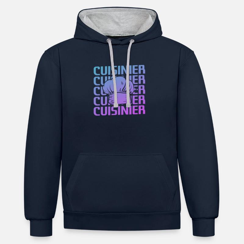 Retro Cuisinier Chef Cuisine - Sweat à capuche contrasté - bleu marine/gris chiné