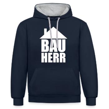 Bauherr Hausbau - Kontrast-Hoodie - Navy/Grau meliert - Vorne - Nico (186cm)