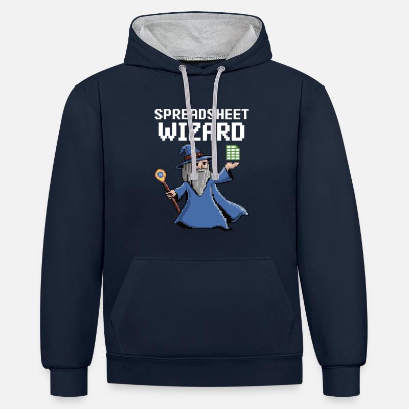 Tabellenkalkulations-Assistent Lustiger Controller Buchhalter - Kontrast-Hoodie - Navy/Grau meliert