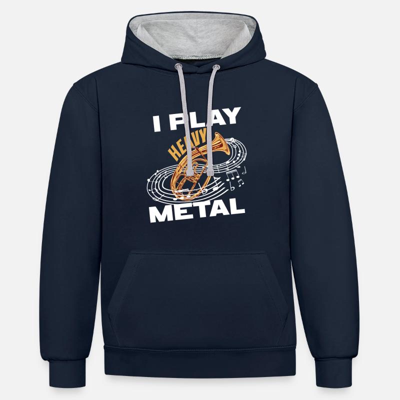 Dicton tuba - Sweat à capuche contrasté - bleu marine/gris chiné
