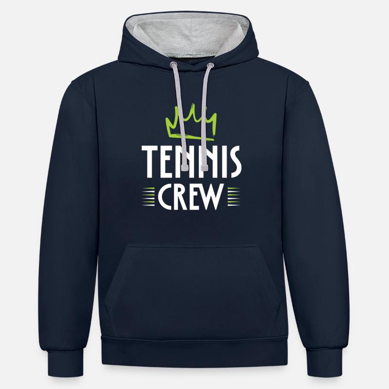 Équipe de tennis - Sweat à capuche contrasté - bleu marine/gris chiné