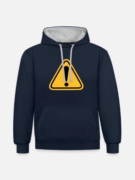 Ausrufezeichen - Kontrast-Hoodie - Navy/Grau meliert