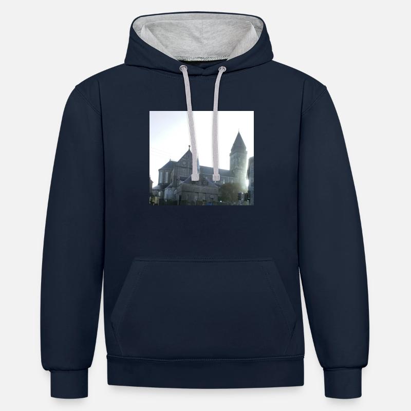 Cathédrale de l’Immaculée Conception, Irlande. - Sweat à capuche contrasté - bleu marine/gris chiné