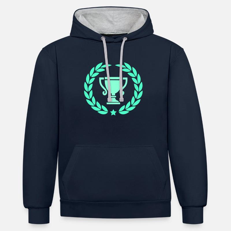 Coupe Couronne de Laurier 1 - Sweat à capuche contrasté - bleu marine/gris chiné