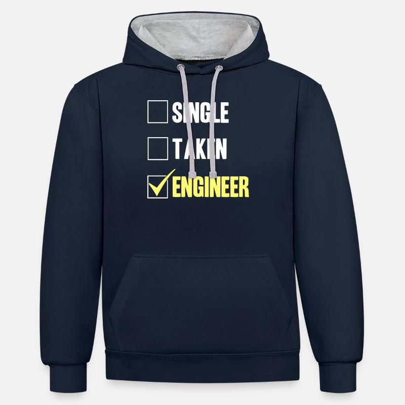 Ingénieur - Single Taken Engineer - Sweat à capuche contrasté - bleu marine/gris chiné