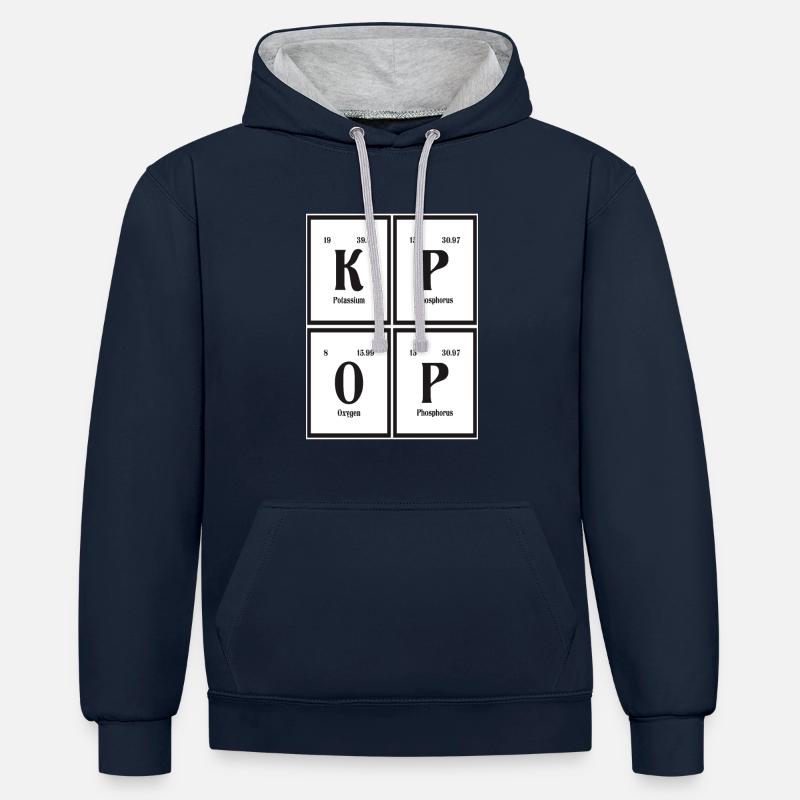 K-Pop | Periodensystem der Elemente - Kontrast-Hoodie - Navy/Grau meliert