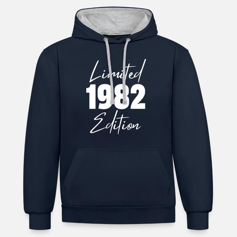 1982 Édition limitée - Sweat à capuche contrasté - bleu marine/gris chiné