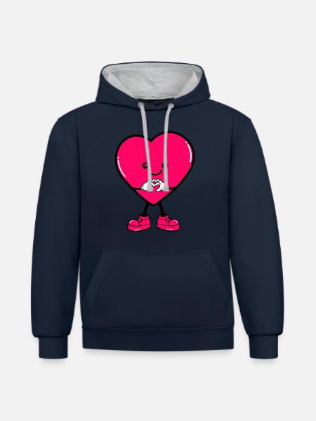 Heart Comic - Contrast hoodie - navy/heather grey