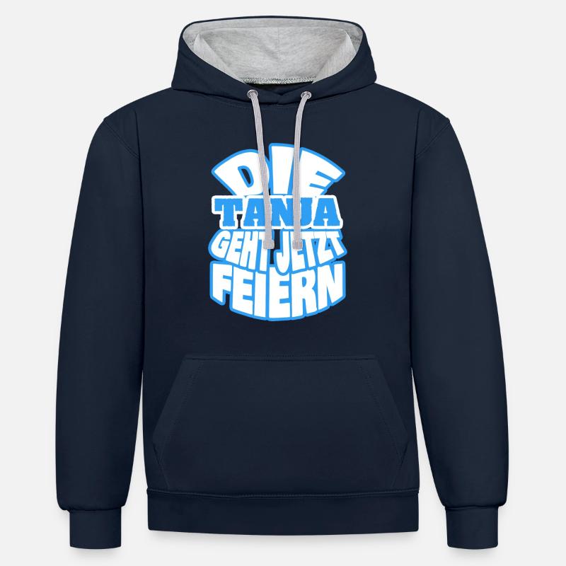 Dictons Tanja - Sweat à capuche contrasté - bleu marine/gris chiné