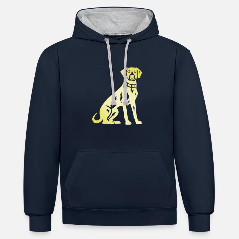 Silhouette de chien dalmatien - Sweat à capuche contrasté - bleu marine/gris chiné