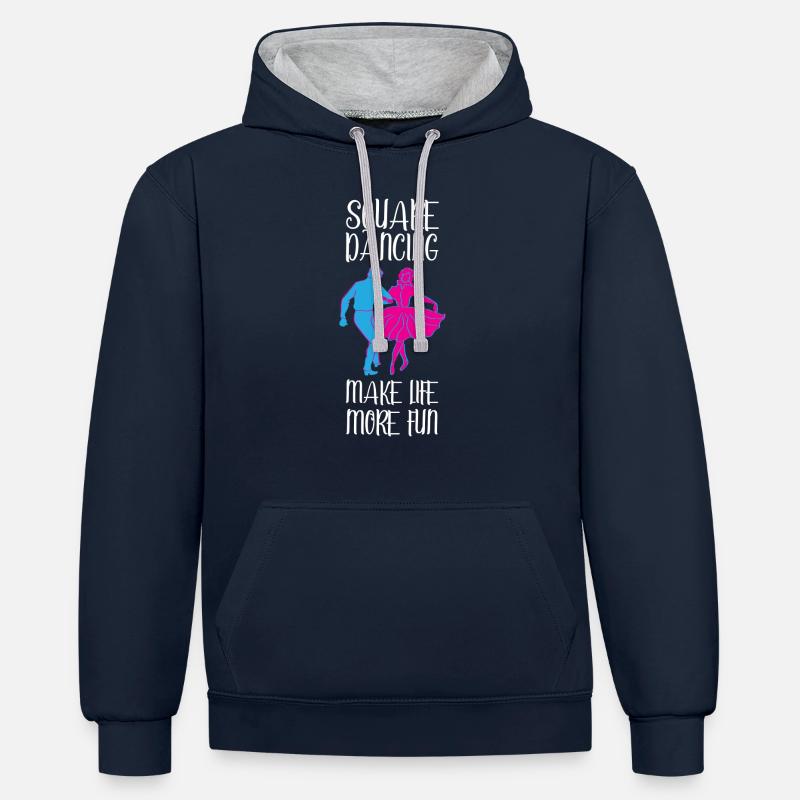 Danse carrée - Sweat à capuche contrasté - bleu marine/gris chiné