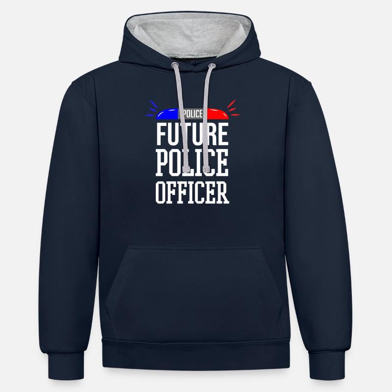 Futur policier - Sweat à capuche contrasté - bleu marine/gris chiné
