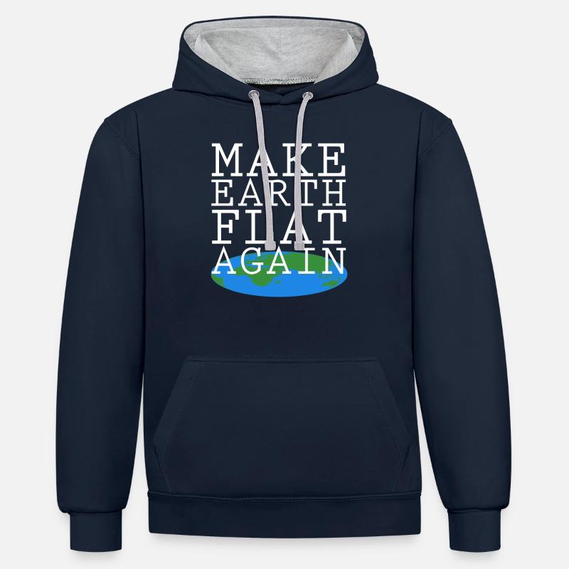 Rendre la terre plate - Sweat à capuche contrasté - bleu marine/gris chiné