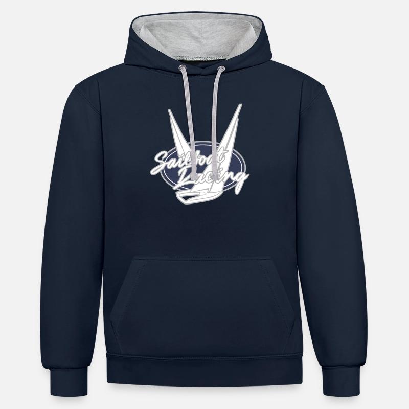 Bateaux de régate - Sweat à capuche contrasté - bleu marine/gris chiné