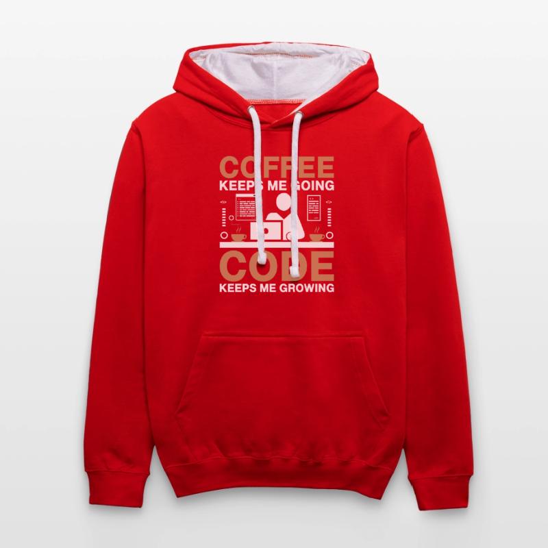 Kaffee-Codierung Programmierer Programmierer Entwickler Nerd Coff Kontrast-Hoodie