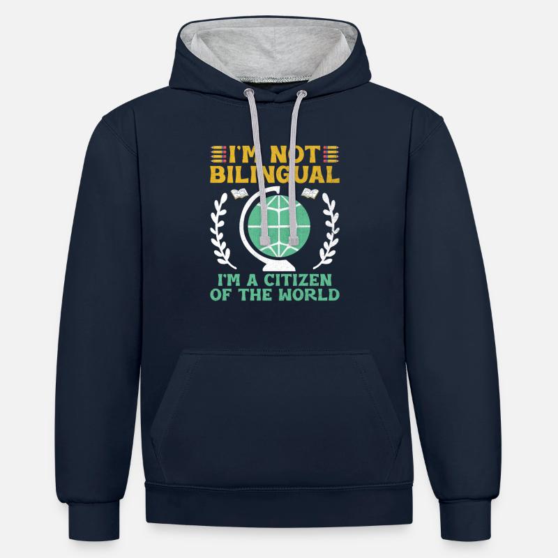 Fremdsprachenlehrer Schule Sprachlehrer - Kontrast-Hoodie - Navy/Grau meliert