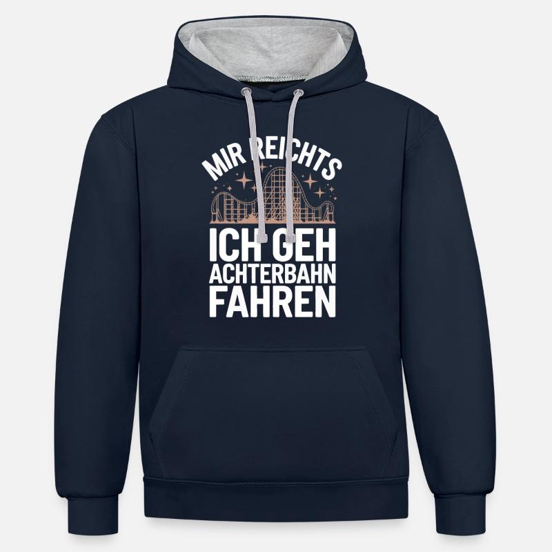 Achterbahn Freizeitpark Roller Coaster - Kontrast-Hoodie - Navy/Grau meliert