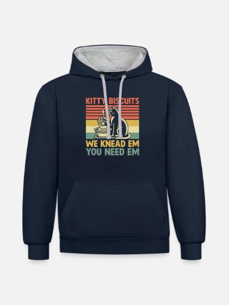 Kitty Biscuits We Knead Em You Need Em Baking Bake - Contrast hoodie - navy/heather grey