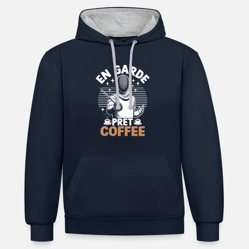 En Garde Escrimeur - Sweat à capuche contrasté - bleu marine/gris chiné