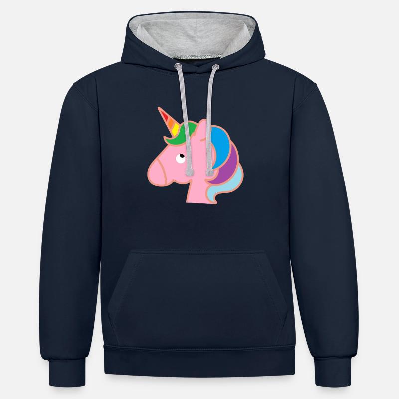 Poney - Sweat à capuche contrasté - bleu marine/gris chiné