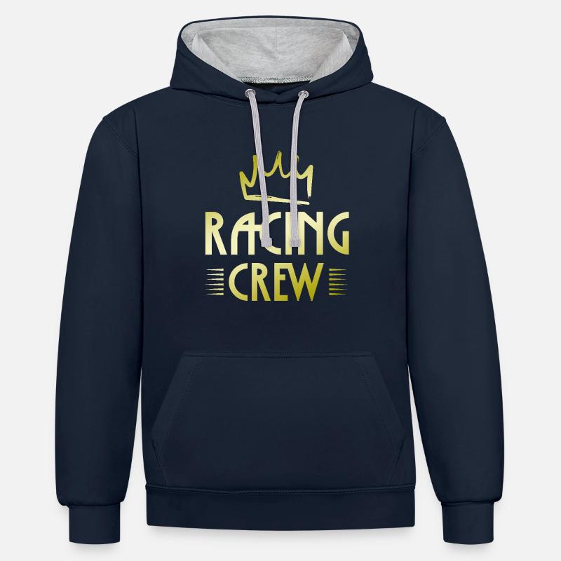 Équipage de course - Sweat à capuche contrasté - bleu marine/gris chiné