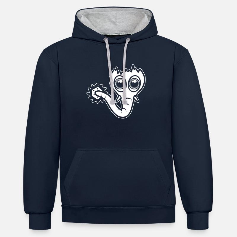 Le drôle bizarre imaginatif Sägofant. - Sweat à capuche contrasté - bleu marine/gris chiné