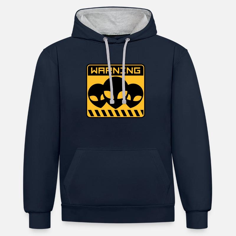 Avertissement Alien Design Shield - Sweat à capuche contrasté - bleu marine/gris chiné