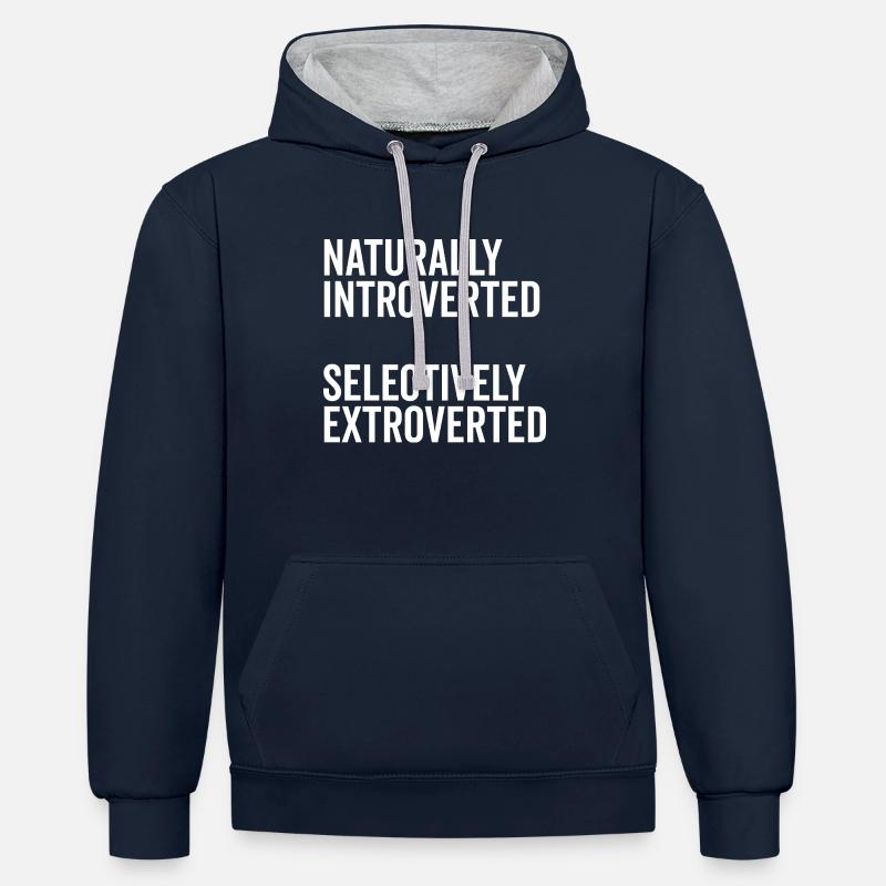 Naturellement introverti Extraverti sélectif - Sweat à capuche contrasté - bleu marine/gris chiné