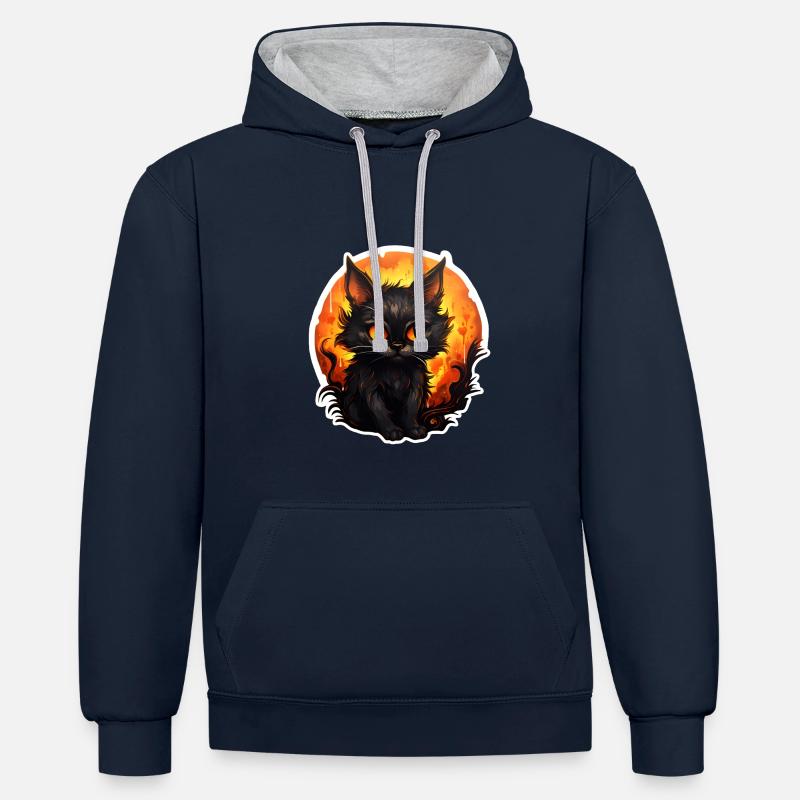 Gueule de bois d’Halloween - Sweat à capuche contrasté - bleu marine/gris chiné