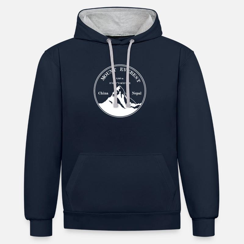 Mont Everest (blanc) - Sweat à capuche contrasté - bleu marine/gris chiné