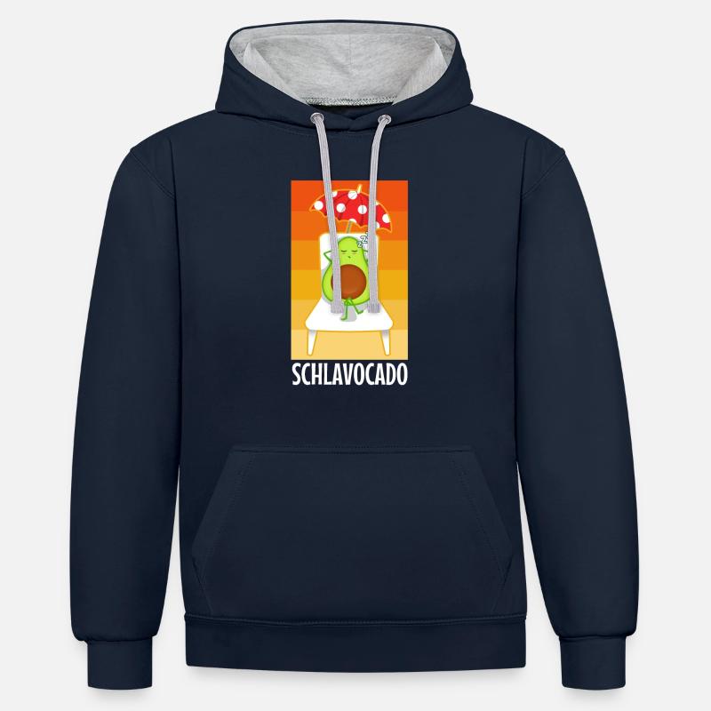 Schlavocado - Sweat à capuche contrasté - bleu marine/gris chiné
