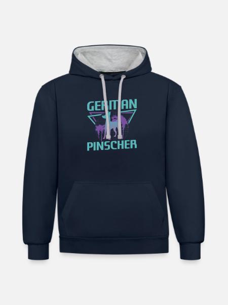 Retro German Pinscher Dog Lover - Contrast hoodie - navy/heather grey