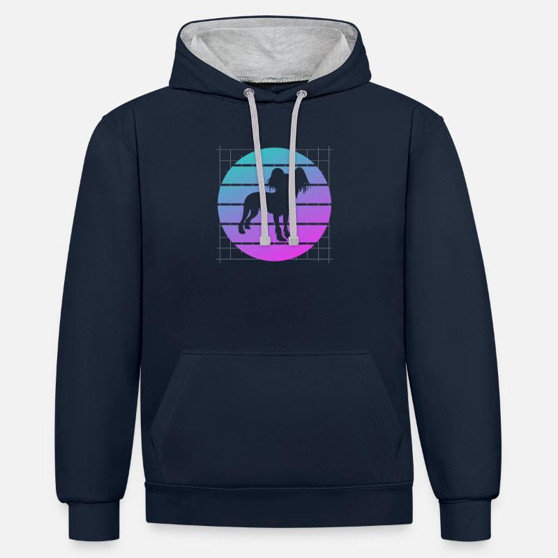 Rétro Papillon Dog Lover - Sweat à capuche contrasté - bleu marine/gris chiné
