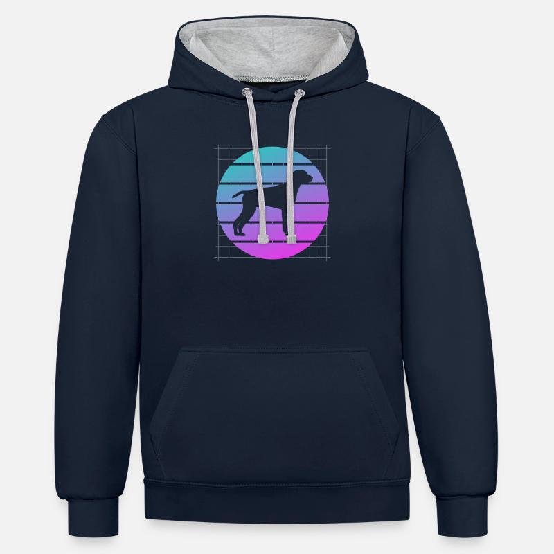 Rétro Pointer Dog GSP Lover - Sweat à capuche contrasté - bleu marine/gris chiné