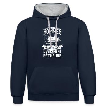 Mais Les Meilleurs Deviennent Pêcheurs Pêcheur - Sweat à capuche contrasté - bleu marine/gris chiné - Devant - Nico (186cm)