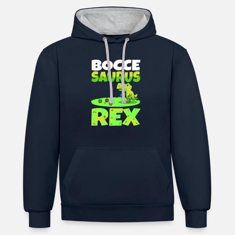 Boccesaurus Rex - Kontrast-Hoodie - Navy/Grau meliert