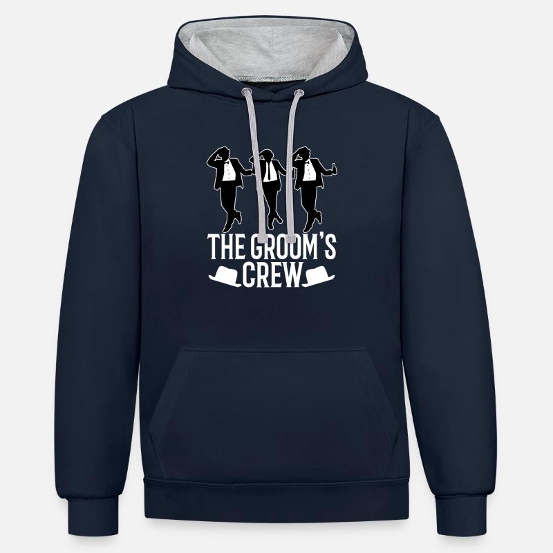 L’équipage du marié - Sweat à capuche contrasté - bleu marine/gris chiné