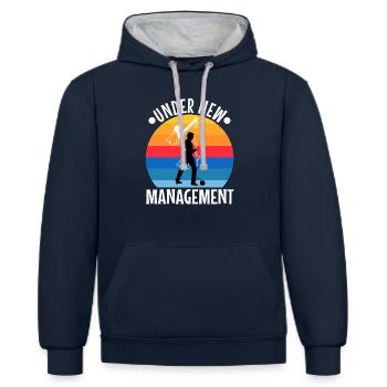 Sous la nouvelle direction - Sweat à capuche contrasté - bleu marine/gris chiné - Devant - Nico (186cm)