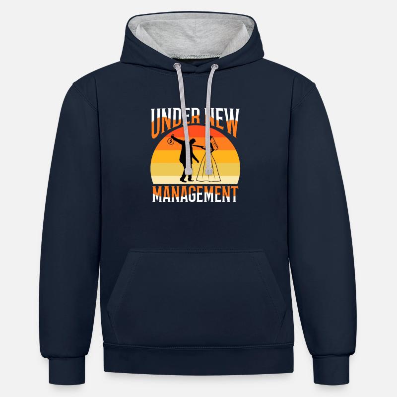 Sous une nouvelle direction - Sweat à capuche contrasté - bleu marine/gris chiné