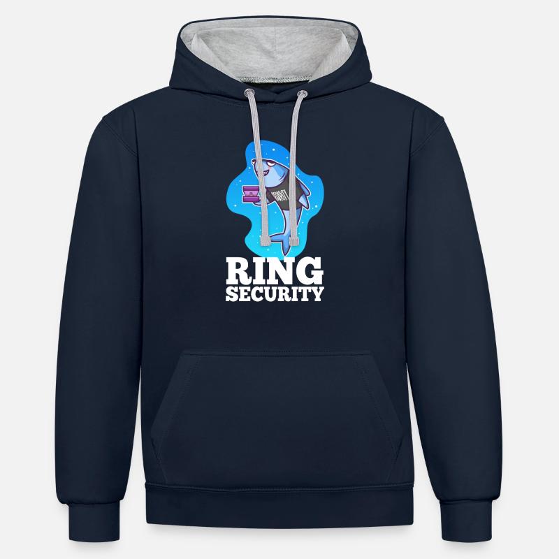 Bague de sécurité Mariage - Sweat à capuche contrasté - bleu marine/gris chiné