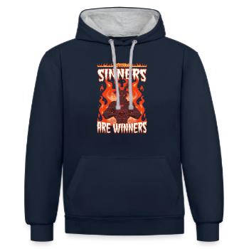 Sinners are Winners - Lifeerror - Contrast hoodie - navy/heather grey - Front - Nico (186cm)