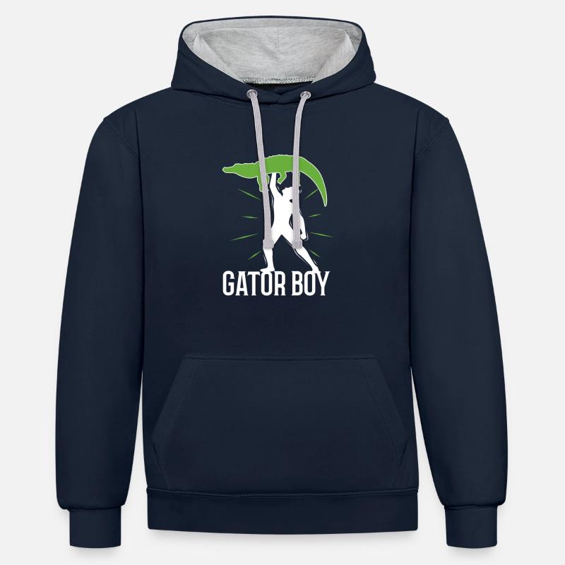 Gator Boy - Sweat à capuche contrasté - bleu marine/gris chiné
