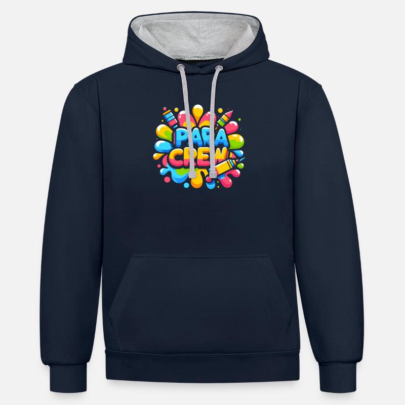 Para Crew Paraprofessionnel Parapro Enseignant - Sweat à capuche contrasté - bleu marine/gris chiné