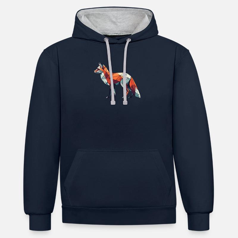 Art Géométrique Renards Renards - Sweat à capuche contrasté - bleu marine/gris chiné