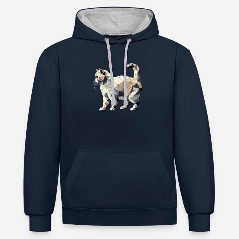 Art géométrique LaPerm LaPerms - Sweat à capuche contrasté - bleu marine/gris chiné